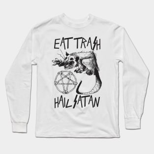 Funny Cult Eat Trash Hail Satan Aesthetic Possum Streetwear Long Sleeve T-Shirt